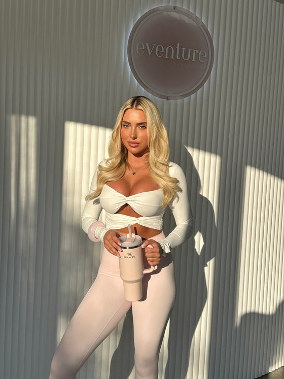 KNOTTED LONG SLEEVE CROP WHITE