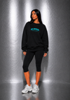 UNISEX CREWNECK SWEATER BLACK & TIFFANY BLUE
