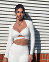 KNOTTED LONG SLEEVE CROP WHITE