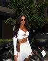 KNOTTED LONG SLEEVE CROP WHITE