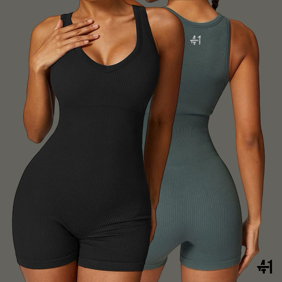 SEAMLESS RIBBED JUMPSUIT BLACK