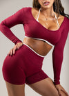 CORE LONG SLEEVE CROP CHERRY