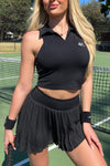 COLLARED TENNIS TOP BLACK