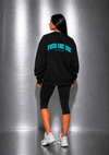 UNISEX CREWNECK SWEATER BLACK & TIFFANY BLUE