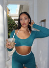 CORE LONG SLEEVE CROP TEAL
