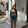 CORE LONG SLEEVE CROP TEAL