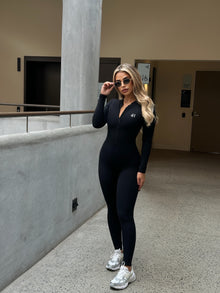  LUXE LONG SLEEVE BACKLESS JUMPSUIT BLACK PRE-ORDER