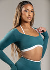 CORE LONG SLEEVE CROP TEAL