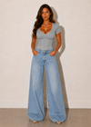 V-NECK SHORT SLEEVE CROP TOP GREY PRE-ORDER