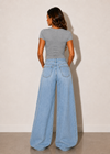 V-NECK SHORT SLEEVE CROP TOP GREY PRE-ORDER