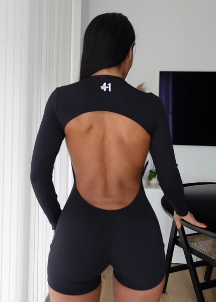 BACKLESS ROMPER BLACK PRE-ORDER