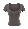 V-NECK SHORT SLEEVE TOP CHARCOAL PRE-ORDER
