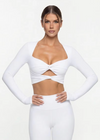 LONG SLEEVE TWIST CROP WHITE