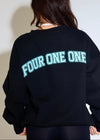 UNISEX CREWNECK SWEATER BLACK & TIFFANY BLUE
