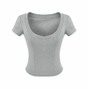 V-NECK SHORT SLEEVE CROP TOP GREY PRE-ORDER