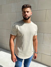 mens tee, cotton tee, fitted tee, beige fitted tee, mens fashion, 411 official, heavy weight cotton tee 