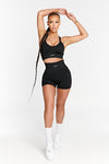 Electric Sports Bra, Black Sports Bra, 411 Official, Padded cup sports bra, black crop top, activewear, gym wear