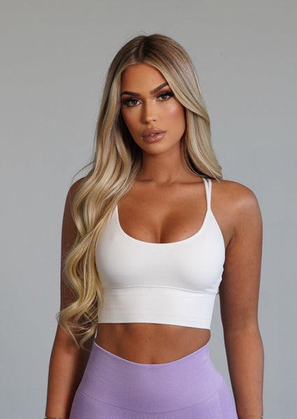 seamless supportive sports bra - white